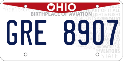 OH license plate GRE8907