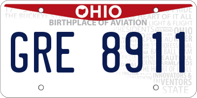 OH license plate GRE8911