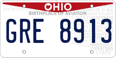 OH license plate GRE8913