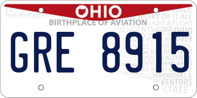 OH license plate GRE8915