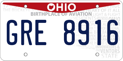 OH license plate GRE8916