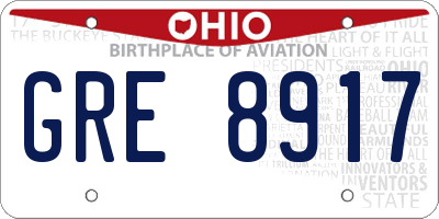 OH license plate GRE8917