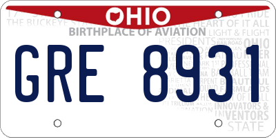 OH license plate GRE8931