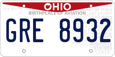 OH license plate GRE8932