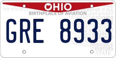 OH license plate GRE8933