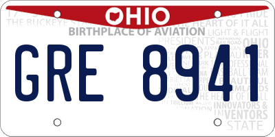 OH license plate GRE8941