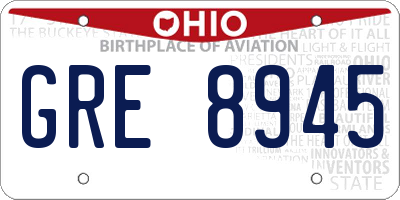 OH license plate GRE8945