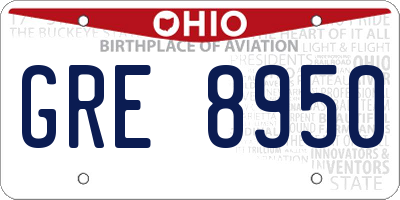 OH license plate GRE8950