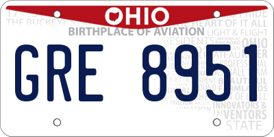 OH license plate GRE8951