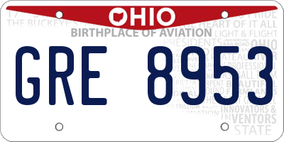 OH license plate GRE8953
