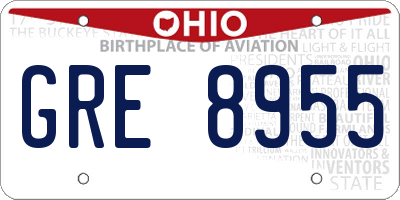 OH license plate GRE8955