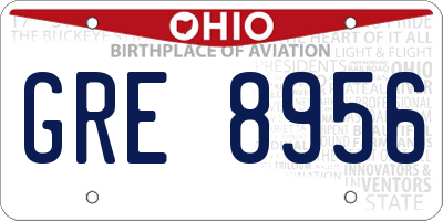 OH license plate GRE8956