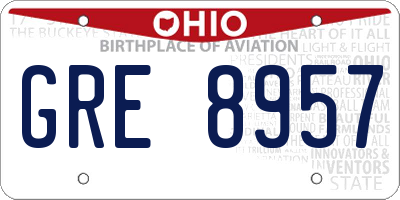 OH license plate GRE8957