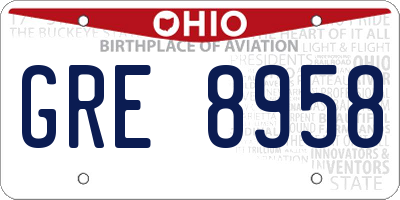 OH license plate GRE8958