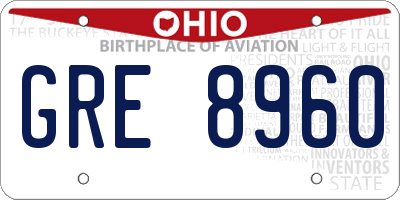OH license plate GRE8960