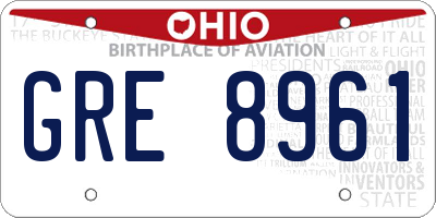 OH license plate GRE8961