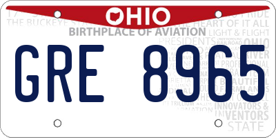 OH license plate GRE8965