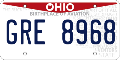 OH license plate GRE8968