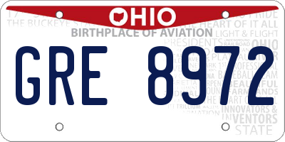 OH license plate GRE8972