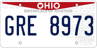 OH license plate GRE8973