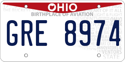 OH license plate GRE8974
