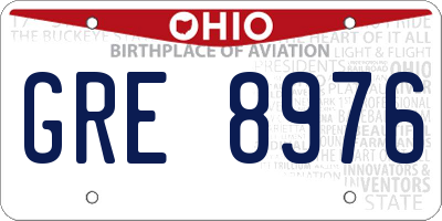 OH license plate GRE8976