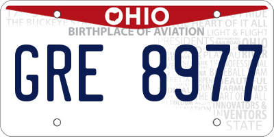 OH license plate GRE8977