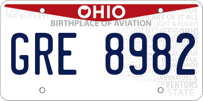 OH license plate GRE8982