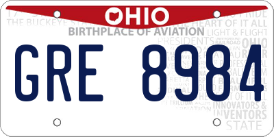 OH license plate GRE8984