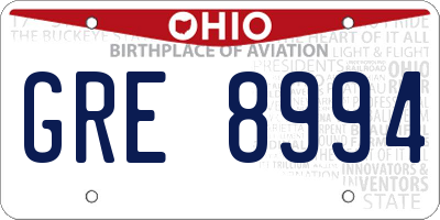 OH license plate GRE8994