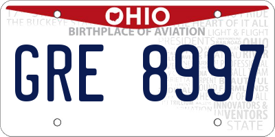OH license plate GRE8997