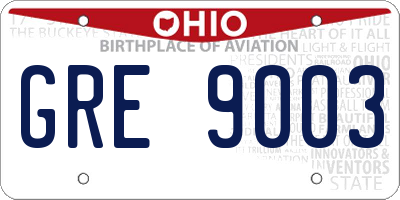 OH license plate GRE9003