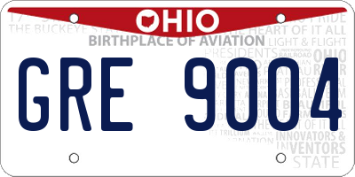 OH license plate GRE9004