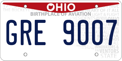 OH license plate GRE9007