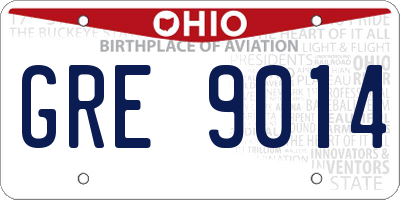 OH license plate GRE9014