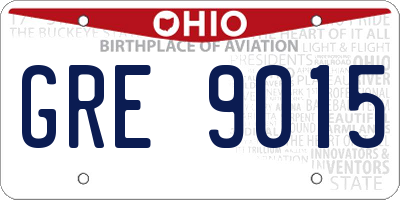 OH license plate GRE9015