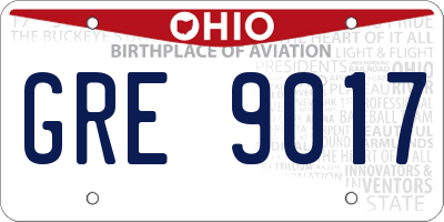 OH license plate GRE9017