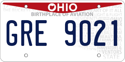 OH license plate GRE9021