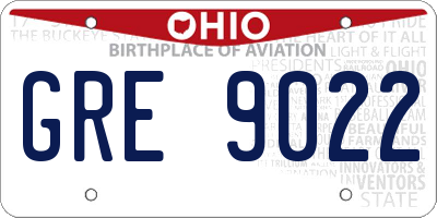 OH license plate GRE9022