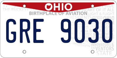 OH license plate GRE9030