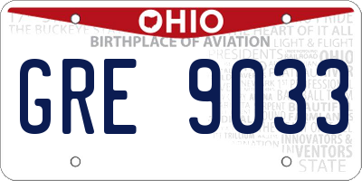 OH license plate GRE9033