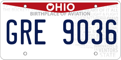 OH license plate GRE9036