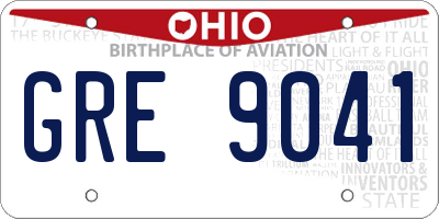OH license plate GRE9041