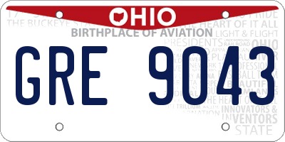 OH license plate GRE9043