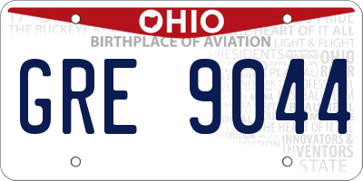 OH license plate GRE9044