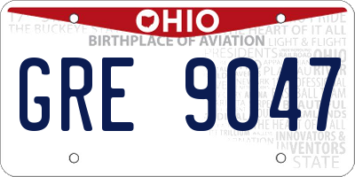 OH license plate GRE9047