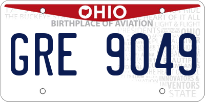 OH license plate GRE9049
