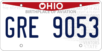 OH license plate GRE9053