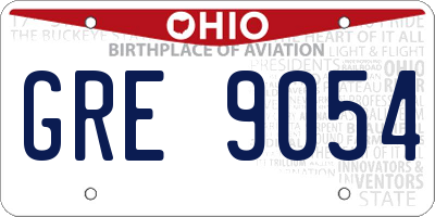 OH license plate GRE9054