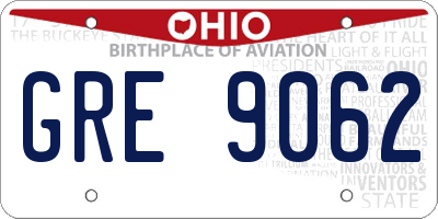 OH license plate GRE9062